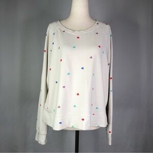 Wildfox crewneck sweatshirt hearts raglan sleeve oyster L